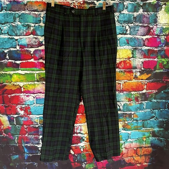 Vintage Pants Vintage Wool Plaid Pants Berle Tailored Talon Zipper Pleated 33 X 29 Poshmark